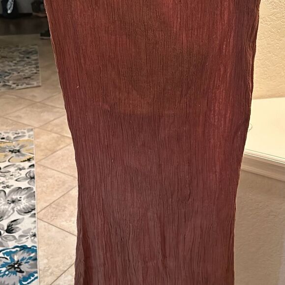 Savannah Morrow Womens Medium Maxi Crinkle Skirt Orange Elastic Waist NWT - Picture 2 of 6